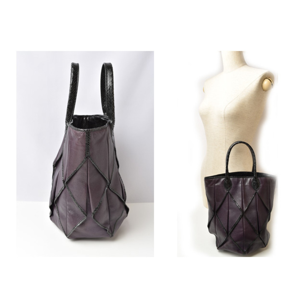 Bottega Veneta Handbag Leather Python Purple Black - image 2